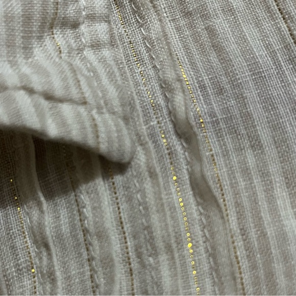 Charter Club Linen Blend Striped, Button Down Roll Tab Sz M - Picture 13 of 13